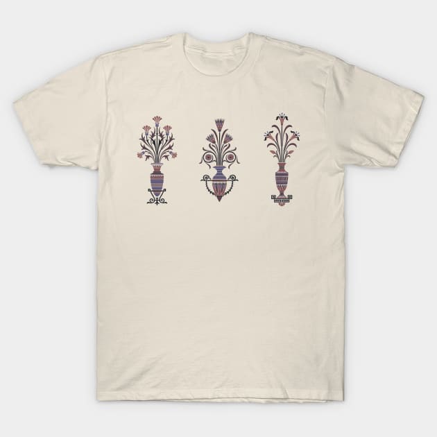 Ancient Greece Inspired Floral Vase Motif T-Shirt by KittenMe Designs